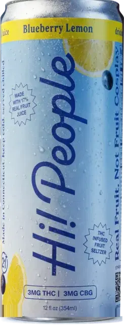 Can of Hi! People Blueberry Lemon hemp-infused seltzer